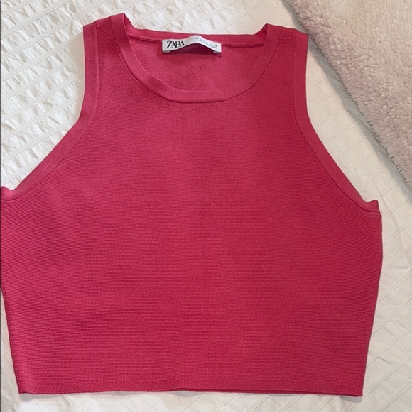Zara Pink Sleeveless Fitted Crop Tank - Picture 4 of 9